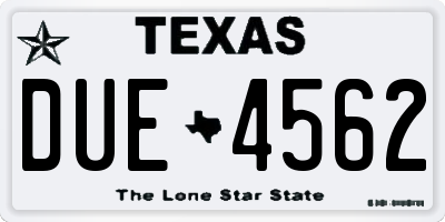 TX license plate DUE4562