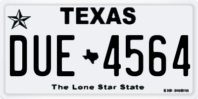 TX license plate DUE4564