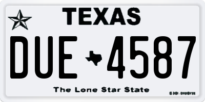 TX license plate DUE4587