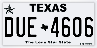 TX license plate DUE4606