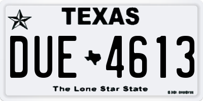 TX license plate DUE4613
