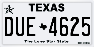 TX license plate DUE4625