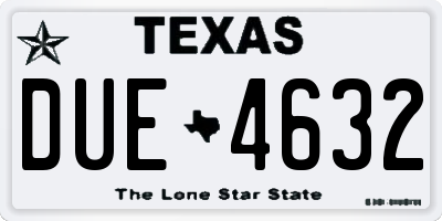 TX license plate DUE4632