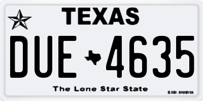 TX license plate DUE4635