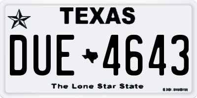 TX license plate DUE4643