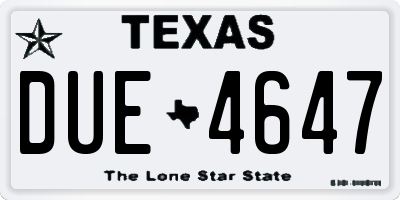 TX license plate DUE4647