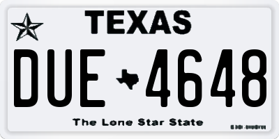 TX license plate DUE4648