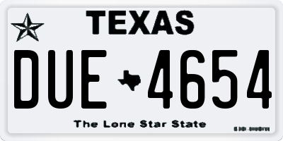 TX license plate DUE4654