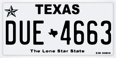 TX license plate DUE4663