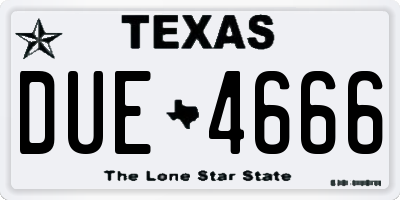 TX license plate DUE4666