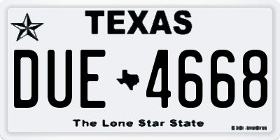 TX license plate DUE4668