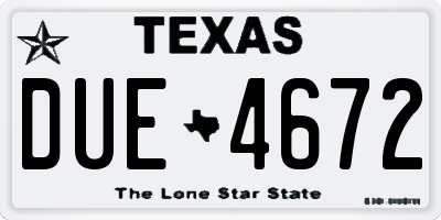 TX license plate DUE4672