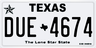 TX license plate DUE4674