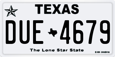 TX license plate DUE4679