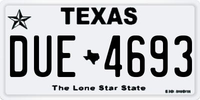 TX license plate DUE4693