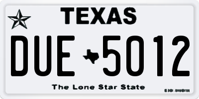 TX license plate DUE5012