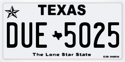 TX license plate DUE5025