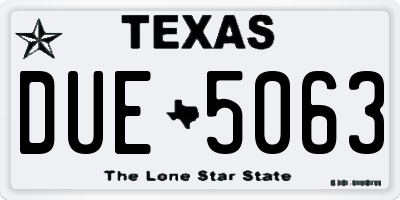 TX license plate DUE5063