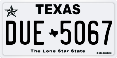 TX license plate DUE5067