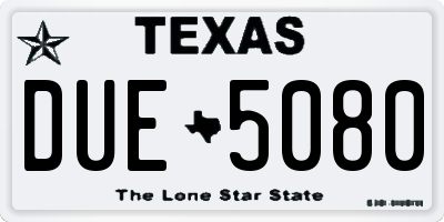 TX license plate DUE5080