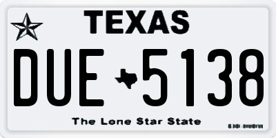 TX license plate DUE5138