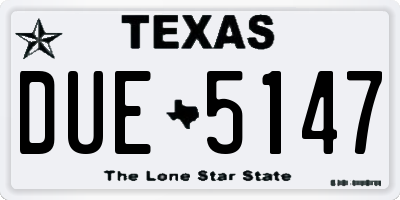 TX license plate DUE5147