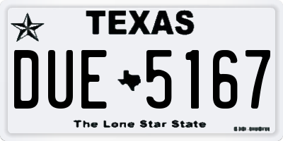 TX license plate DUE5167