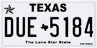 TX license plate DUE5184