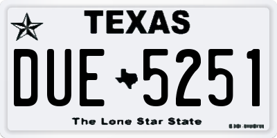 TX license plate DUE5251