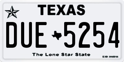 TX license plate DUE5254