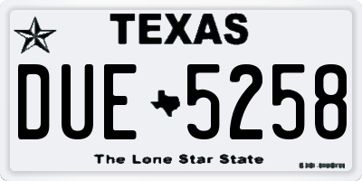 TX license plate DUE5258