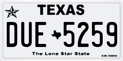 TX license plate DUE5259
