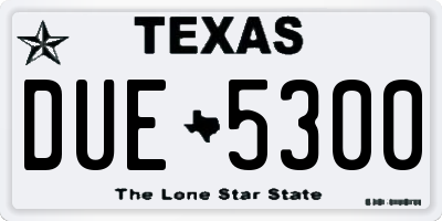 TX license plate DUE5300