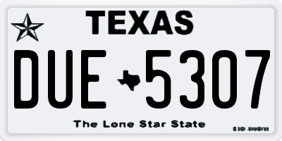 TX license plate DUE5307