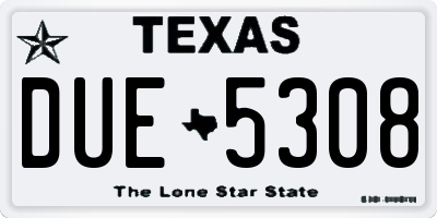 TX license plate DUE5308