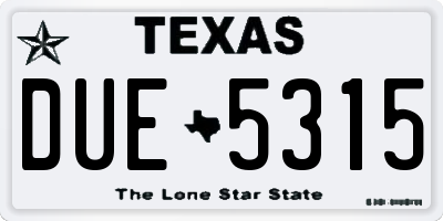 TX license plate DUE5315
