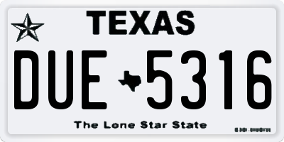 TX license plate DUE5316