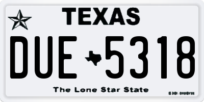 TX license plate DUE5318