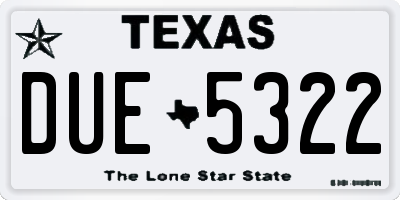 TX license plate DUE5322