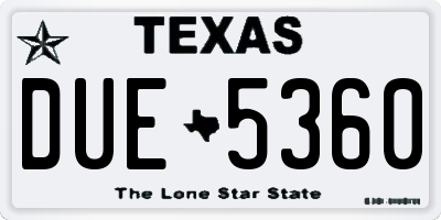 TX license plate DUE5360