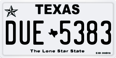 TX license plate DUE5383