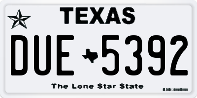 TX license plate DUE5392