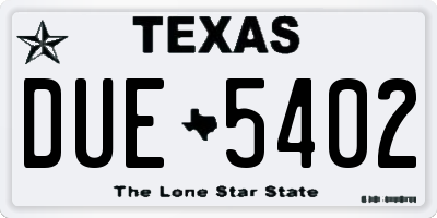 TX license plate DUE5402