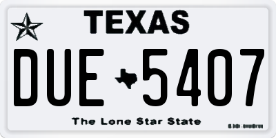 TX license plate DUE5407