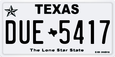 TX license plate DUE5417