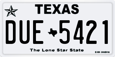 TX license plate DUE5421