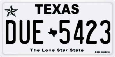TX license plate DUE5423