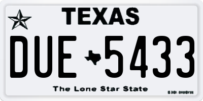 TX license plate DUE5433