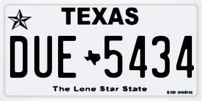 TX license plate DUE5434