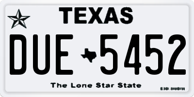 TX license plate DUE5452